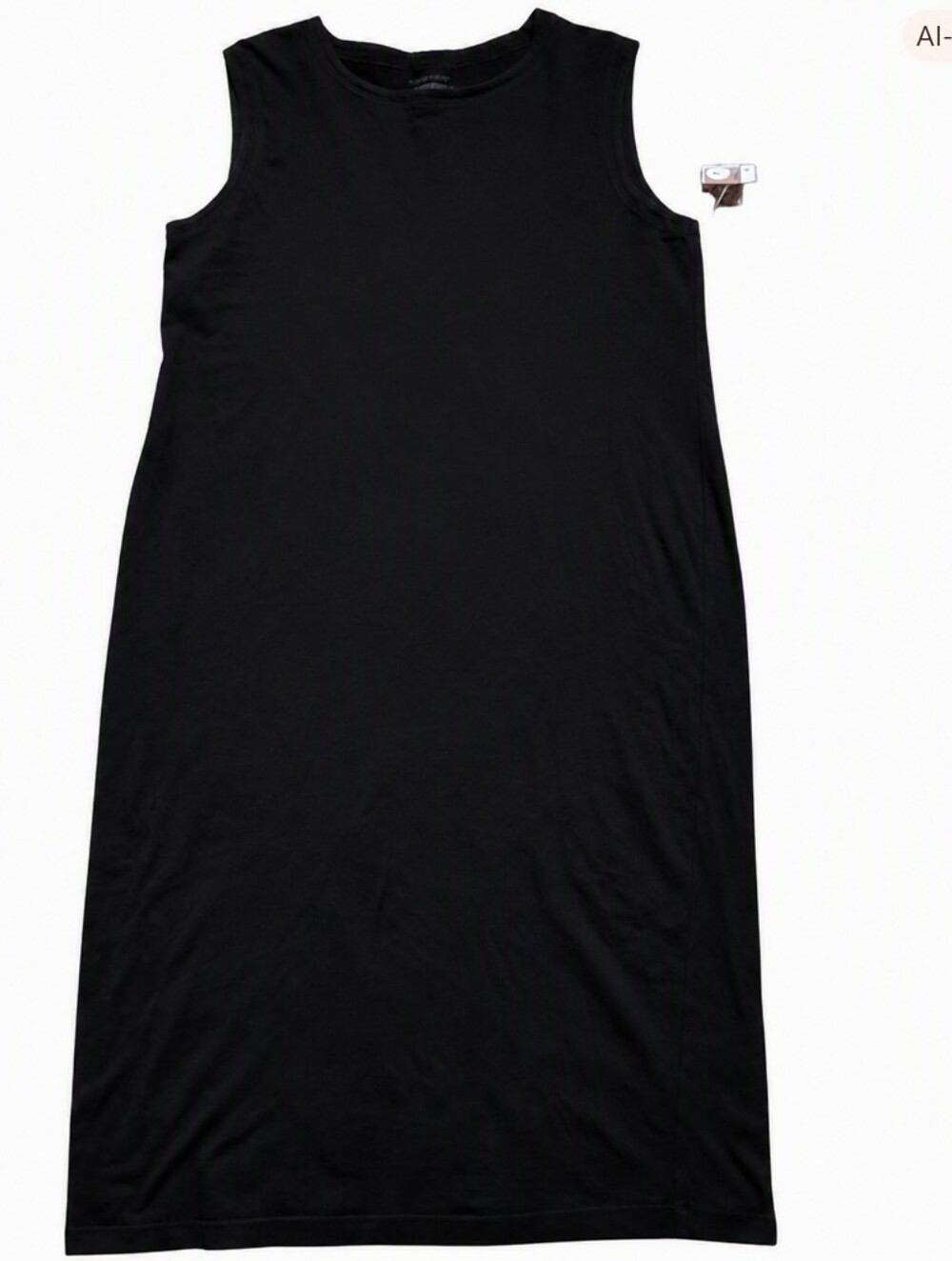NWOT Eileen Fisher Organic Cotton Spandex Sleeveless Maxi Dress Black